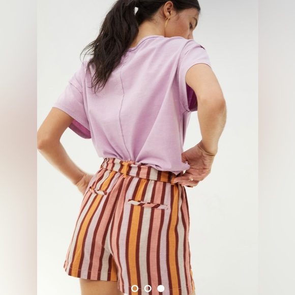 Anthropologie Pink & Orange Belted Stripe Shorts - size XS - Picture 3 of 8